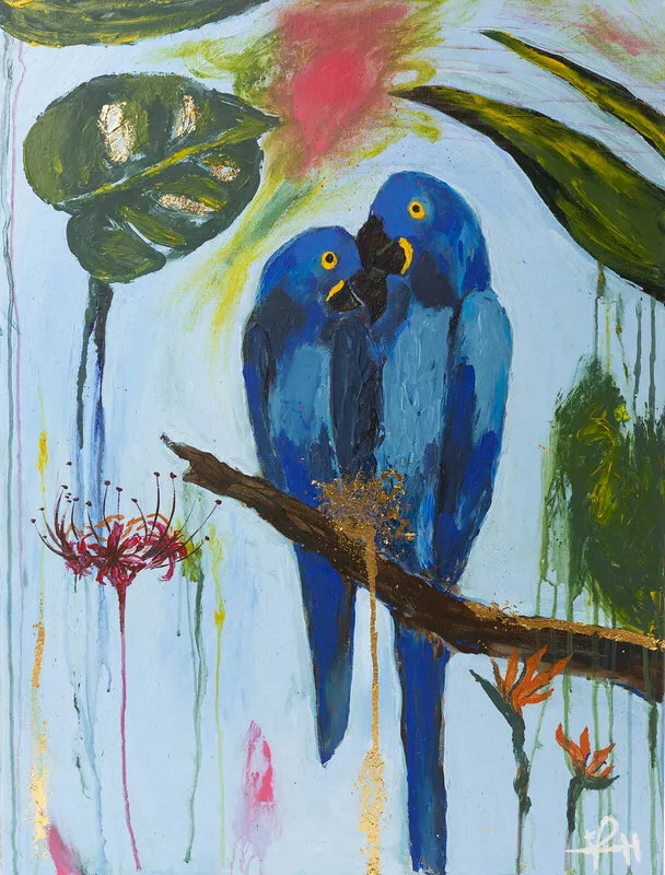 Akrylmålning Blu& Jewel av Hala Albayati