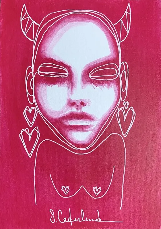 Akrylmålning Love Protector av Susanne Cederlund