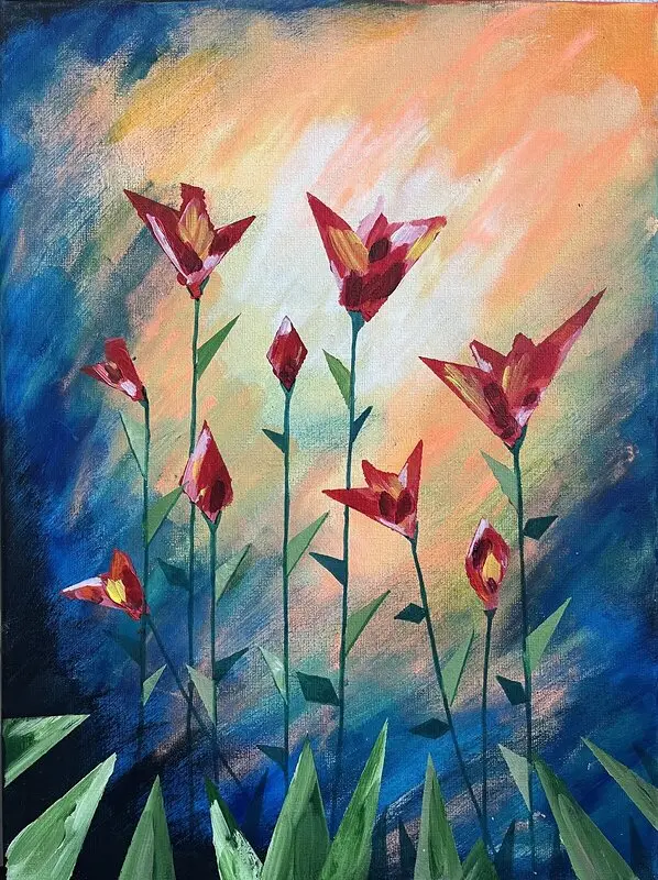 Akrylmålning Blommor av Izabella Fröberg