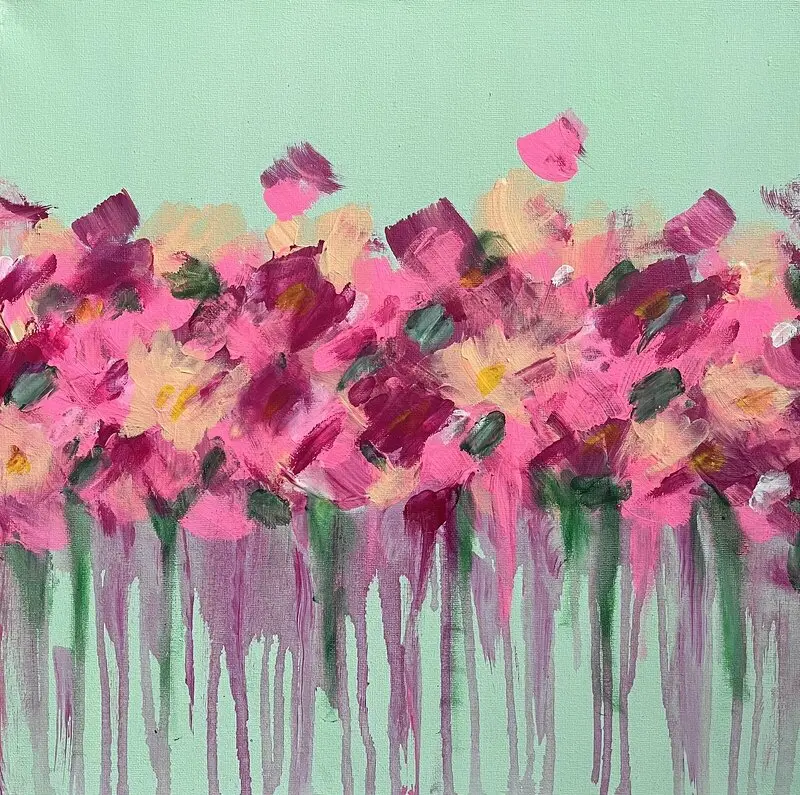 Akrylmålning Blommor av Izabella Fröberg