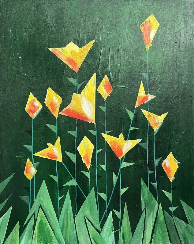 Akrylmålning Blommor av Izabella Fröberg