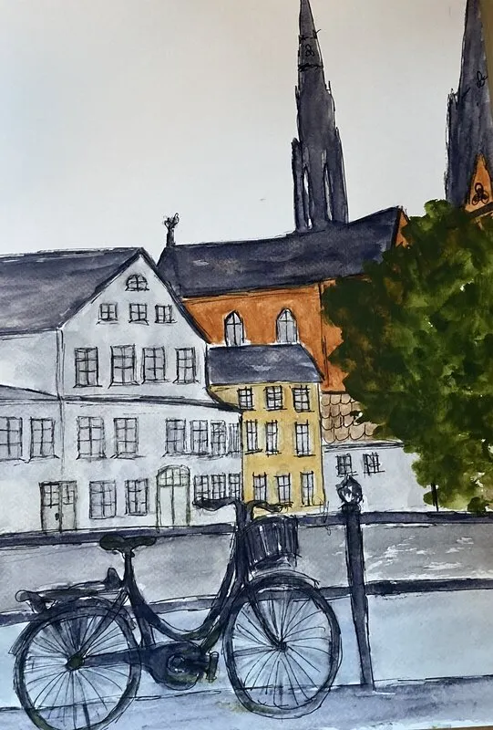 Akvarell INTILL FYRISÅN av Rose-Marie Lyckebrant-Lindqvist