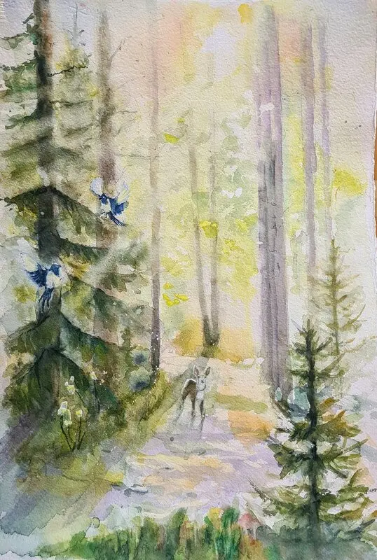 Akvarell Ett möte av Into Särkelä