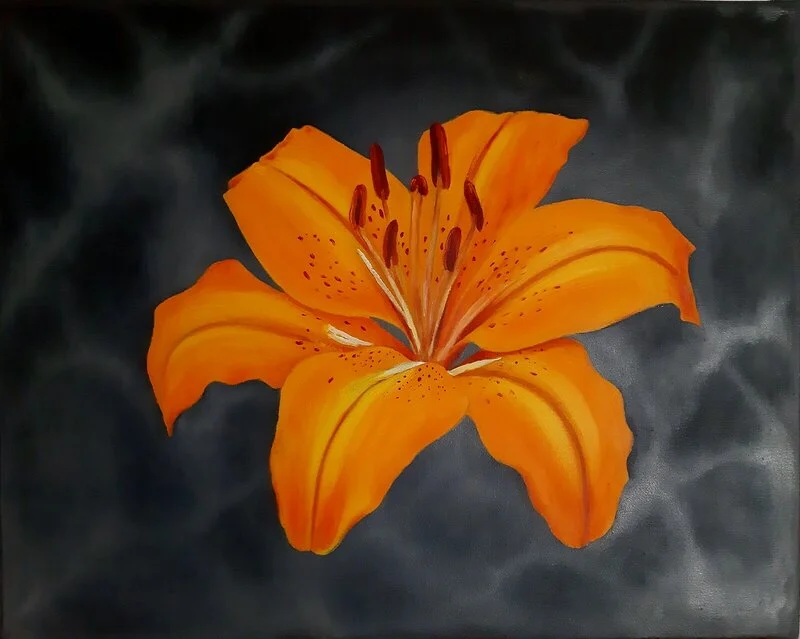 Oljemålning Golden lily av Omer Spahovic