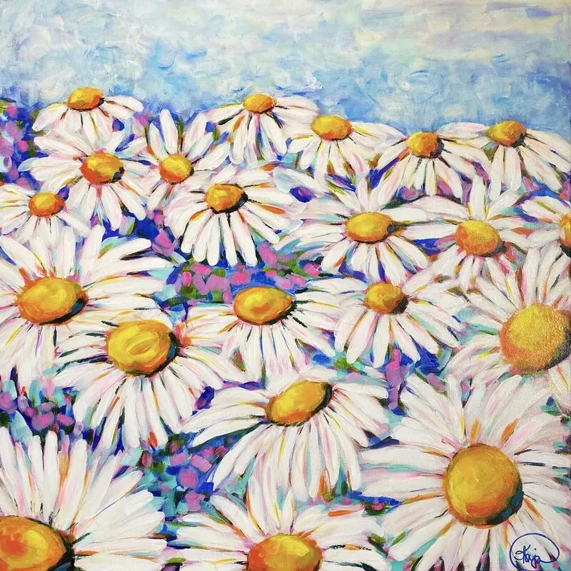 Akrylmålning På ängen av Kajsa Carlström