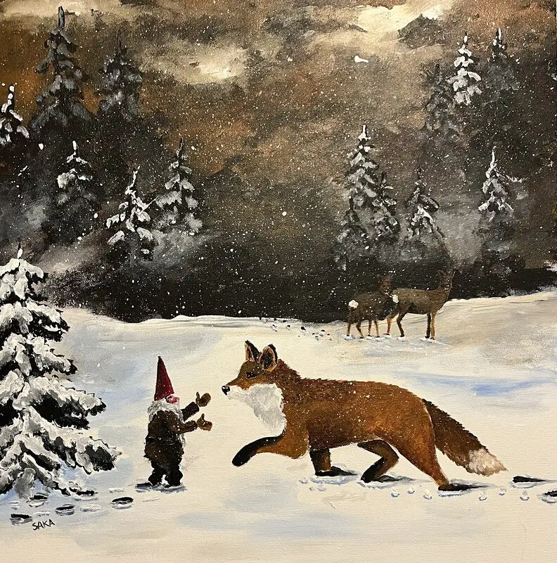 Akrylmålning Räven av Sven-Åke Karlsson