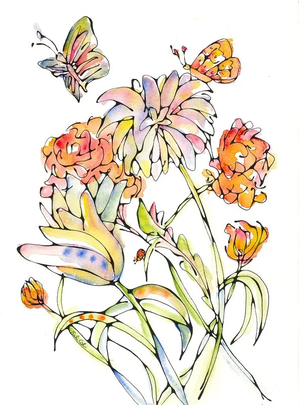 Akvarell Sensommar av Sandra Grönbeck