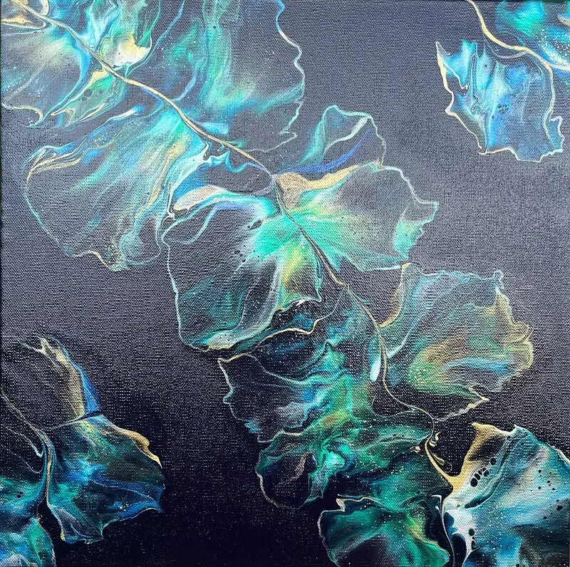 Akrylmålning Blue Green Pearl av Elena - EP Art Studio