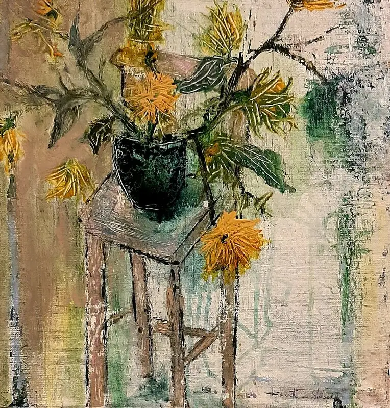 Akrylmålning Solrosor av Kerstin Sabel