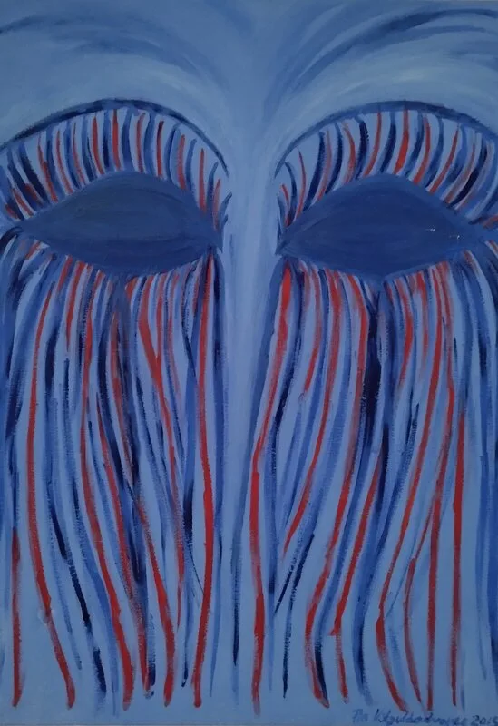 Oljemålning Gråter blod av Pia Vitguldadvance