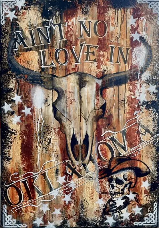 Akrylmålning Ain’t no love in Oklahoma av Timi Alaiso