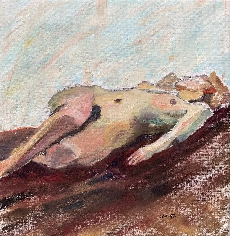 Oljemålning Liggande modell av Ingrid Stenbeck