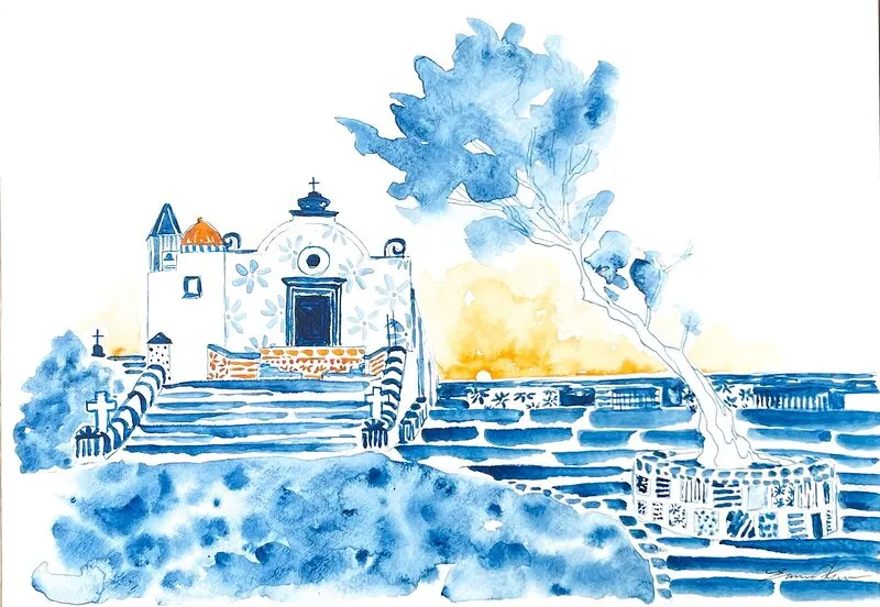Akvarell Ischia av Emma Kruse