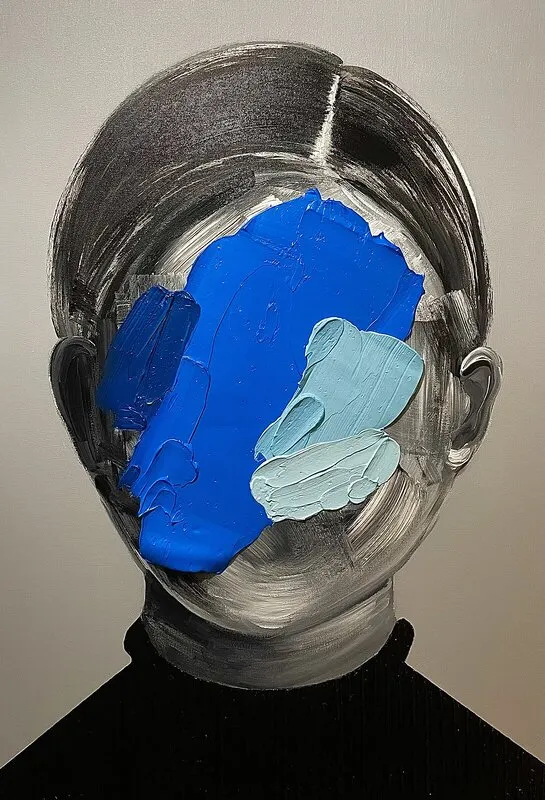 Akrylmålning Collar x Blues av Gabriel Estaifo