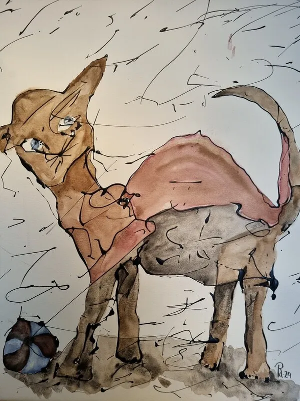 Akvarell Ska vi leka av Rose-Marie Dolk