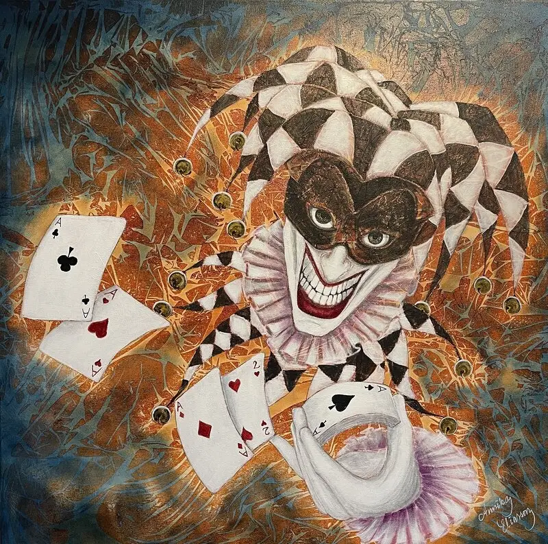 Akrylmålning En joker i leken av Annika Eliasson