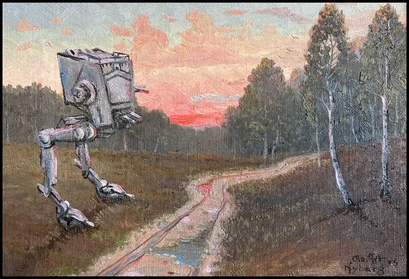 Oljemålning Strövtåg i hembygden av Ola Art