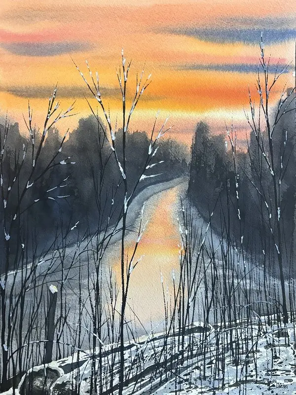 Akvarell November sky av Desirée Rutqvist