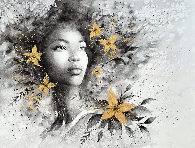 Akvarell Whispering bloom av Martina Ehrenborg