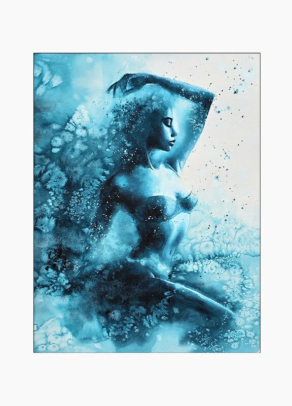 Akvarell Woman of the sea av Martina Ehrenborg
