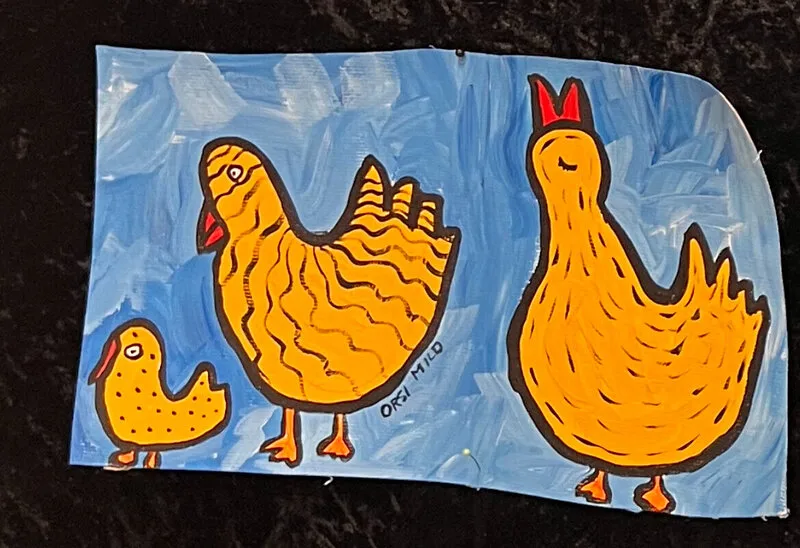 Akrylmålning Fåglar 1 av Orsi Mild