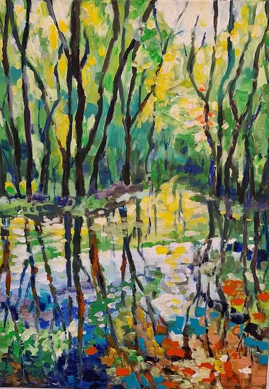 Akrylmålning Flod I skugen av Anna Kasprowicz