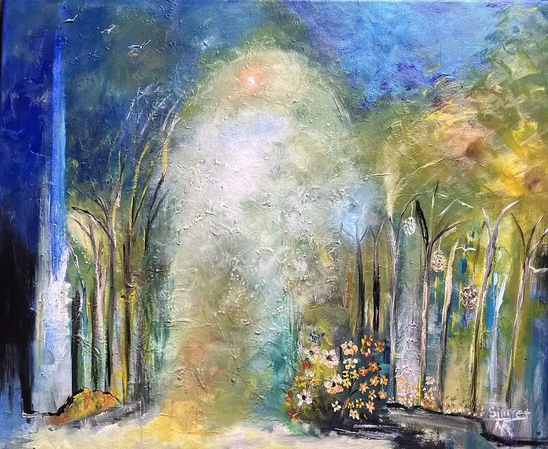 Oljemålning Light in path av Simret Nebrin Rylander