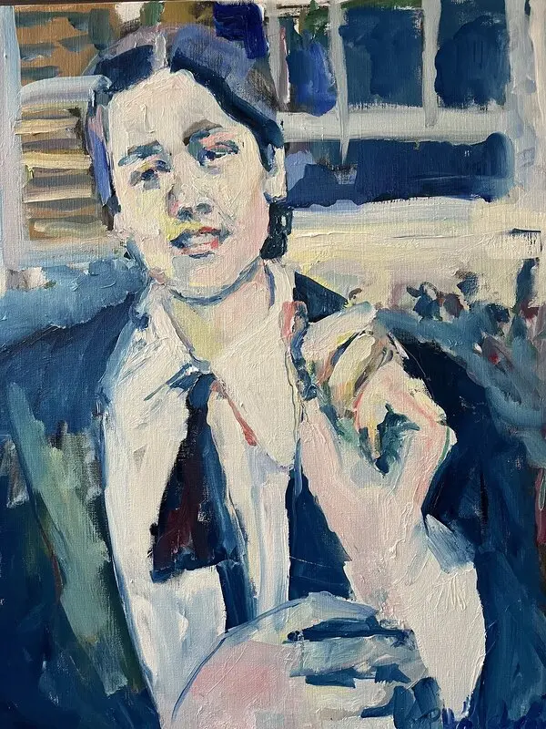 Oljemålning Förväntansfull av Pia Hällström