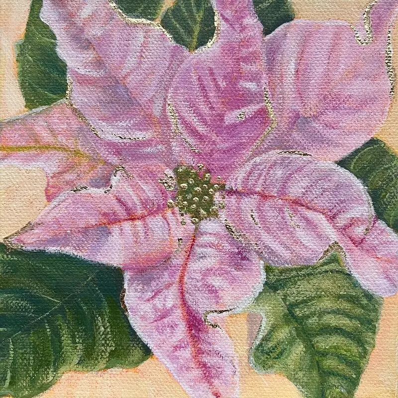 Akrylmålning Poinsettia 3 av Åsa Sjöberg Cederlöf