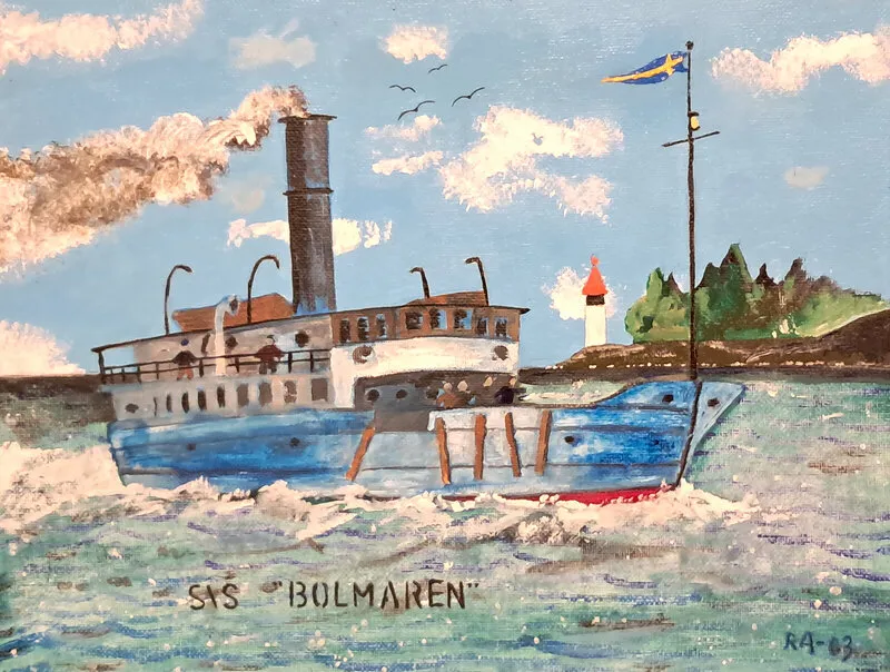 Akrylmålning SS Bolmaren av Roland Adolfsson