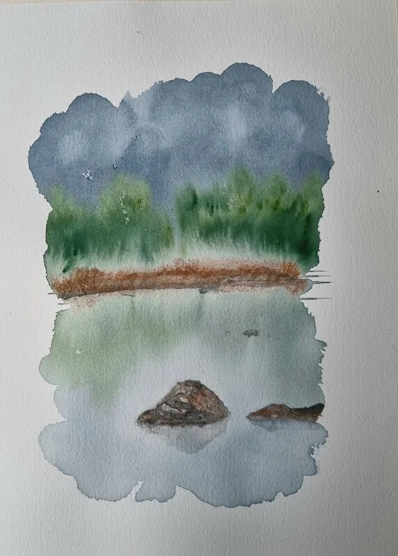 Akvarell Stillness av Anette Vester