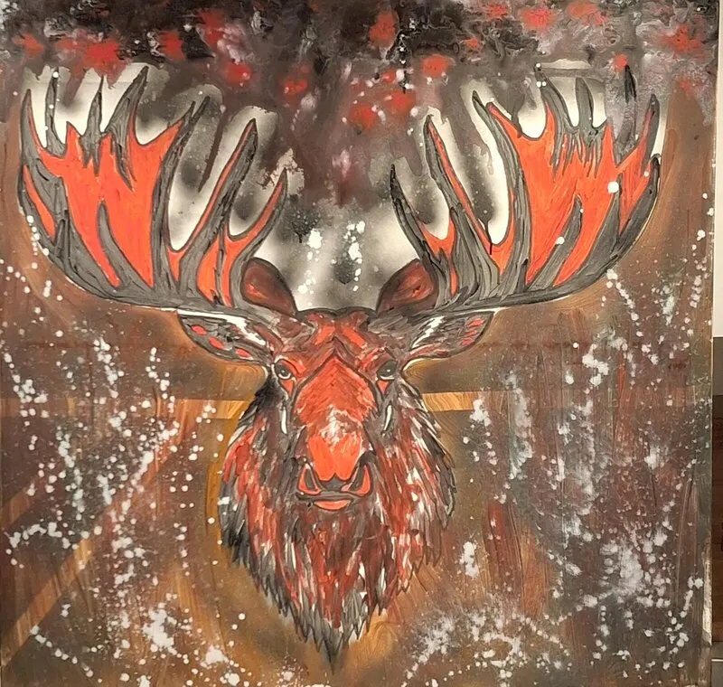 Akrylmålning Röälg av Richard Johansson