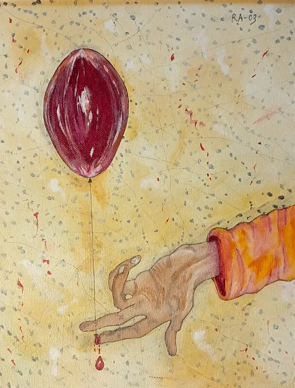 Akrylmålning Blodprov. av Roland Adolfsson