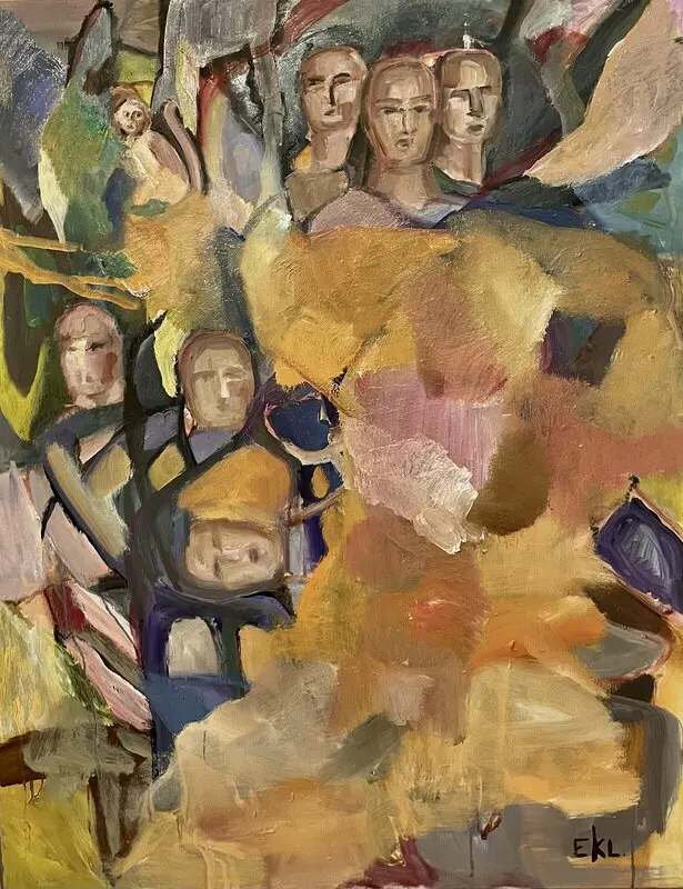 Oljemålning Yellow clouds. av Eva Katz Larsson