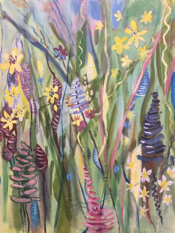 Akrylmålning Blomsteräng av Ingrid Stenbeck