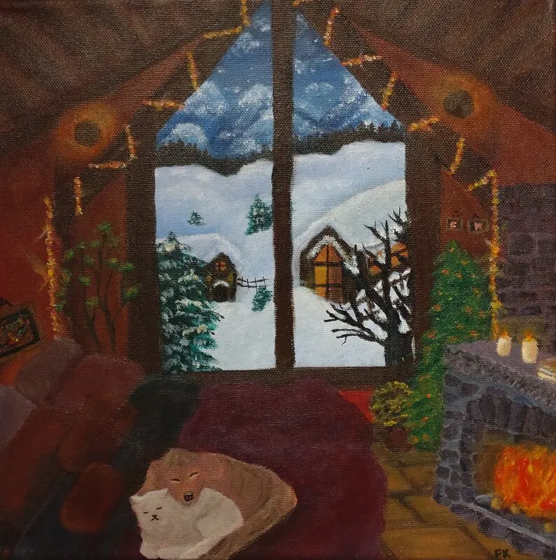 Akrylmålning Winter Warmth av Fatima Khaled