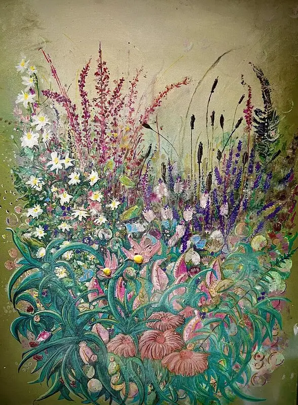 Akrylmålning Sommarblommor av Christer Kvant