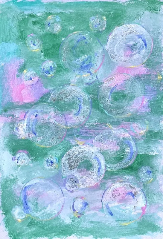 Akrylmålning Bubbels av Linda Abrahamsson La Arts Sweden