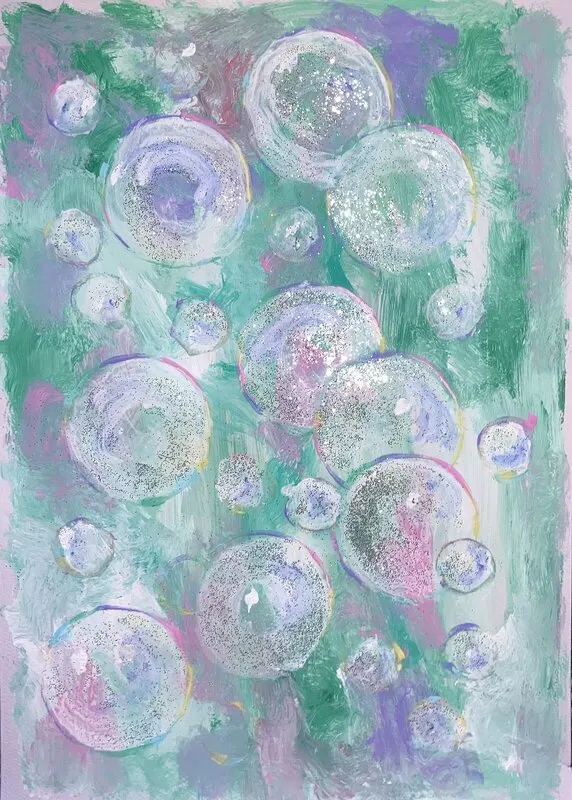 Akrylmålning Bubblor av Linda Abrahamsson La Arts Sweden