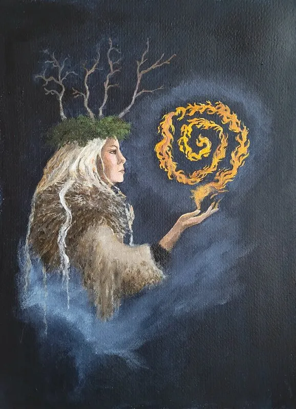 Akrylmålning Winter solstice av Catharina Holmberg