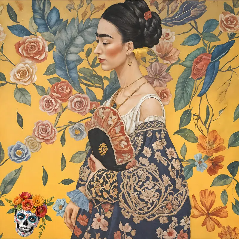 Frida Kahlo with a Fan av Jörgen Thornberg