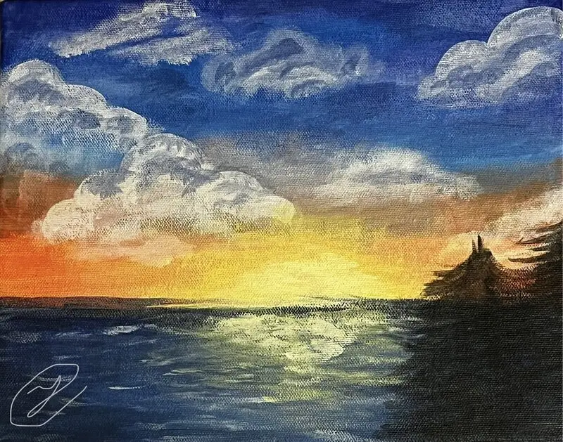 Akrylmålning Sunset av Wanted Paintings