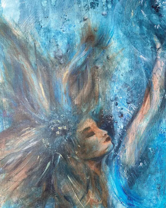 Akrylmålning Holding Breath av Sofia Romedahl