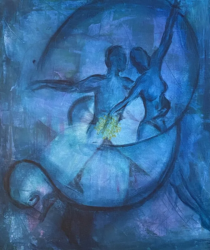 Akrylmålning Wood Anemone av Sofia Romedahl