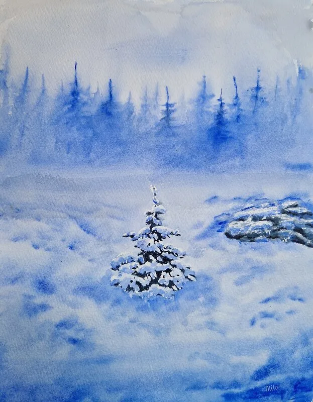 Akvarell Ensam av Marie-Louice Eriksson