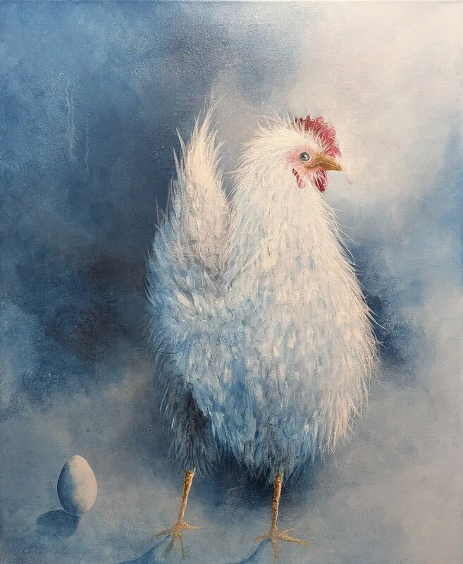 Akrylmålning Proud to be a hen av Tutta Domenstam