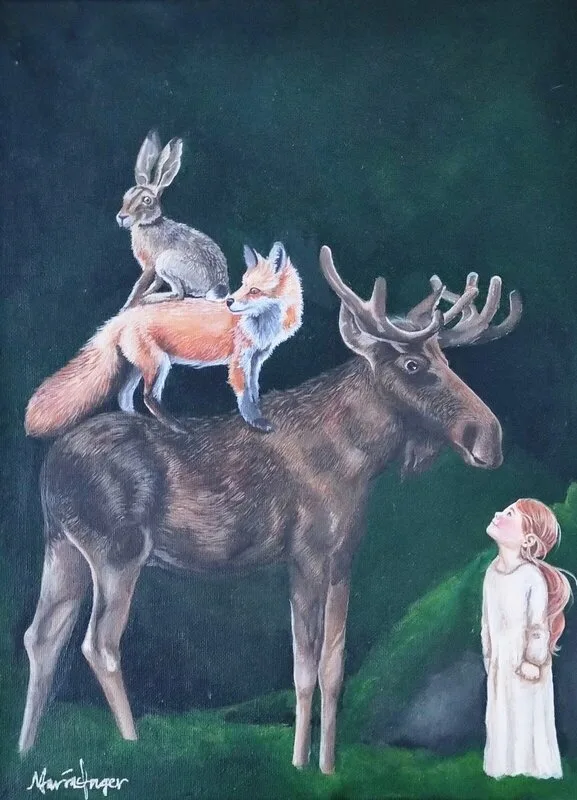 Akrylmålning Skogsmusikanter av Maria L