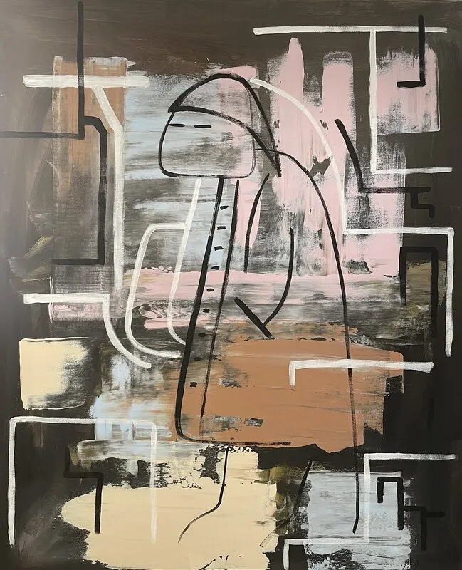 Akrylmålning Väntar på bussen av Kati Repo