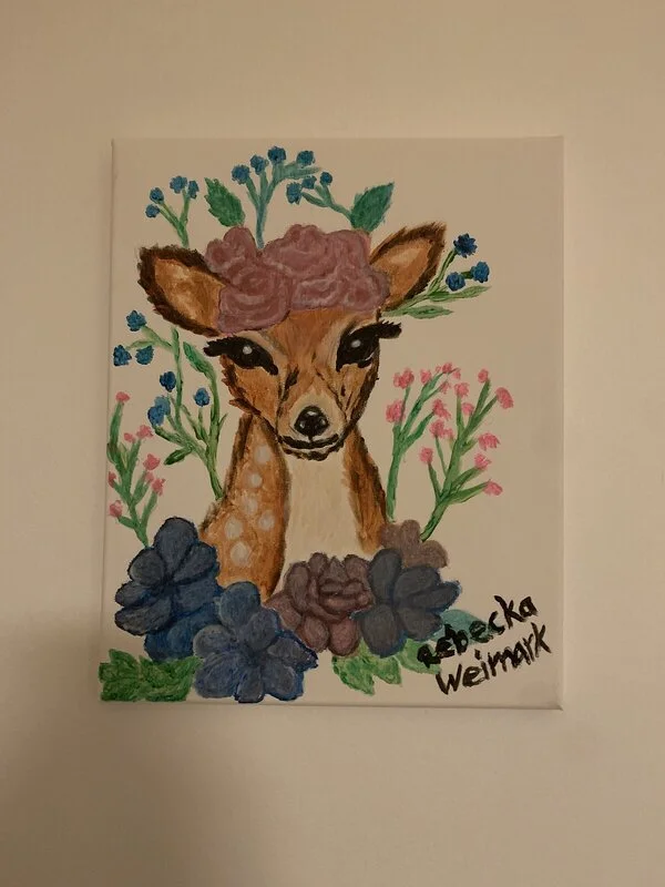 Akrylmålning Bambi Flower av Rebecka Weimark Al-Zaidi