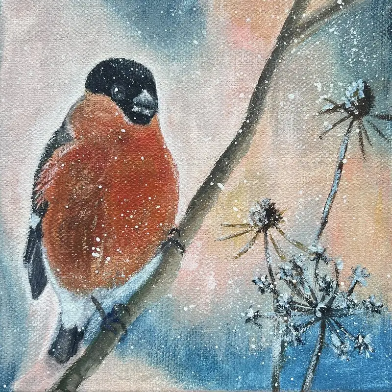 Akrylmålning Yrsnö av Åsa Sjöberg Cederlöf